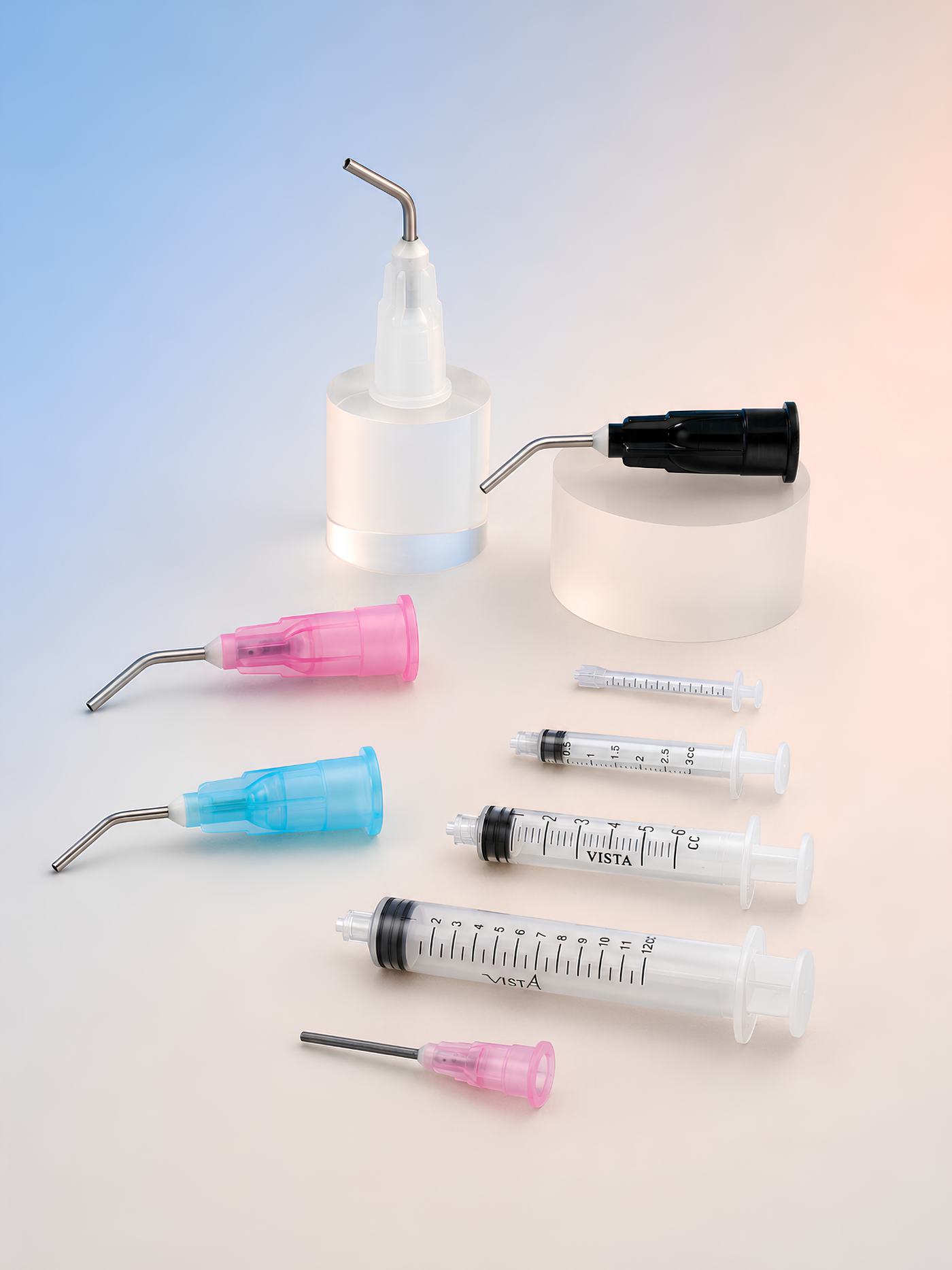 Syringes, irrigation needles and tips
