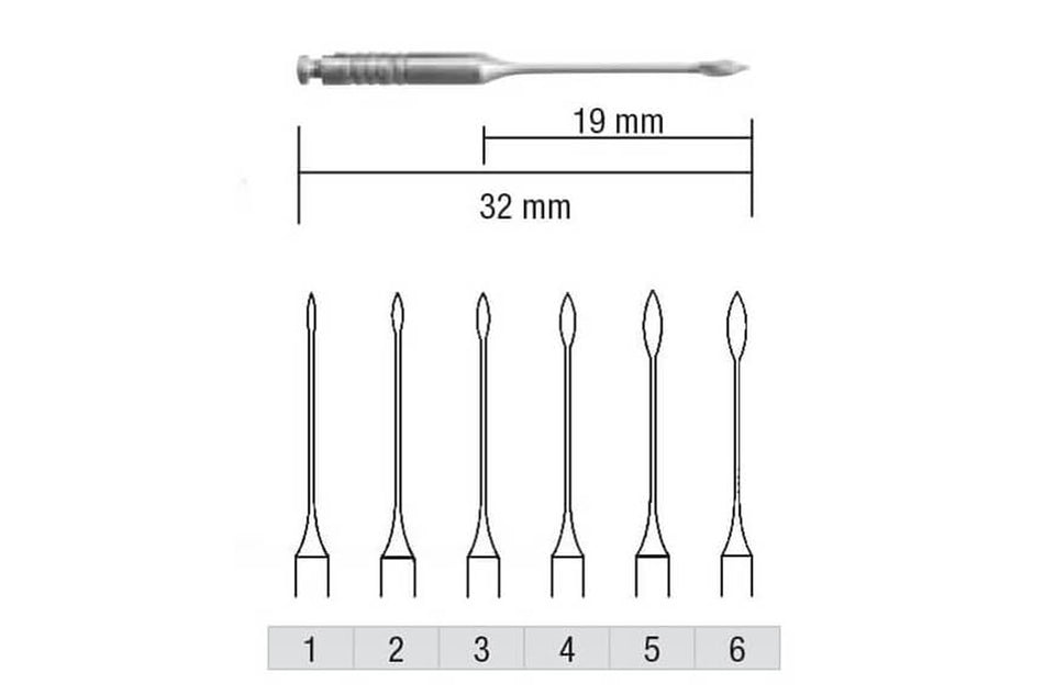 Gates burs, pack of 6 pcs.