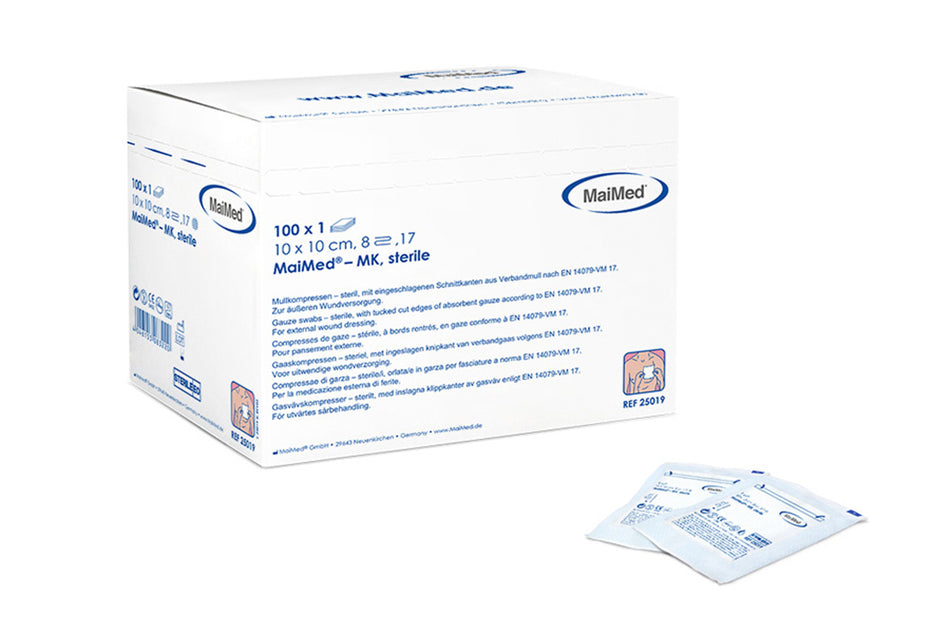 Sterile gauze compress 10 x 10 cm, pack of 100 pcs.