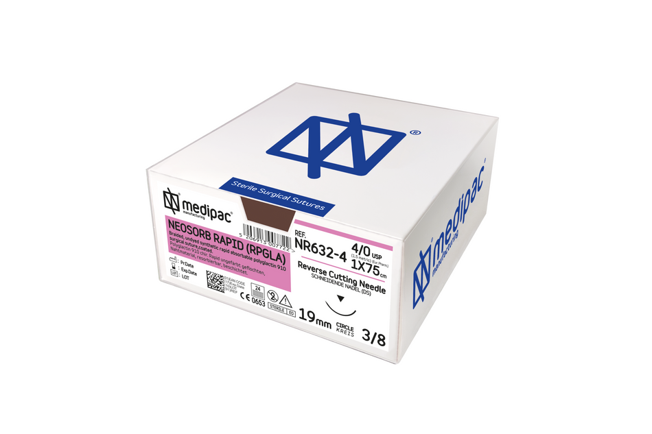 Neosorb (equivalent to Vicryl rapid) - Braided rapid suture. Quickly resorbable. Pack of 24 pcs.