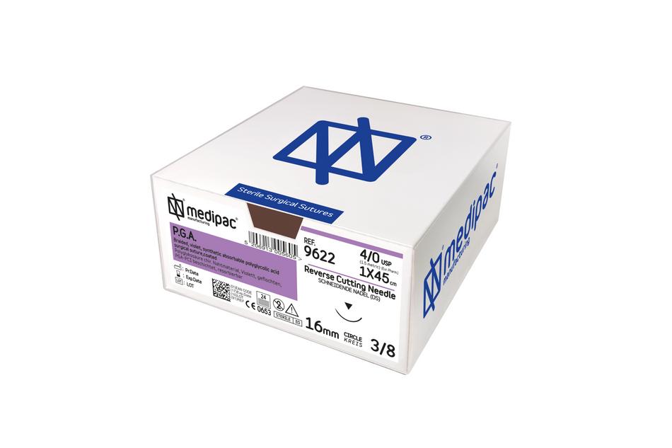 PGA - Braided resorbable suture. Slowly resorbable. Pack of 24 pcs.