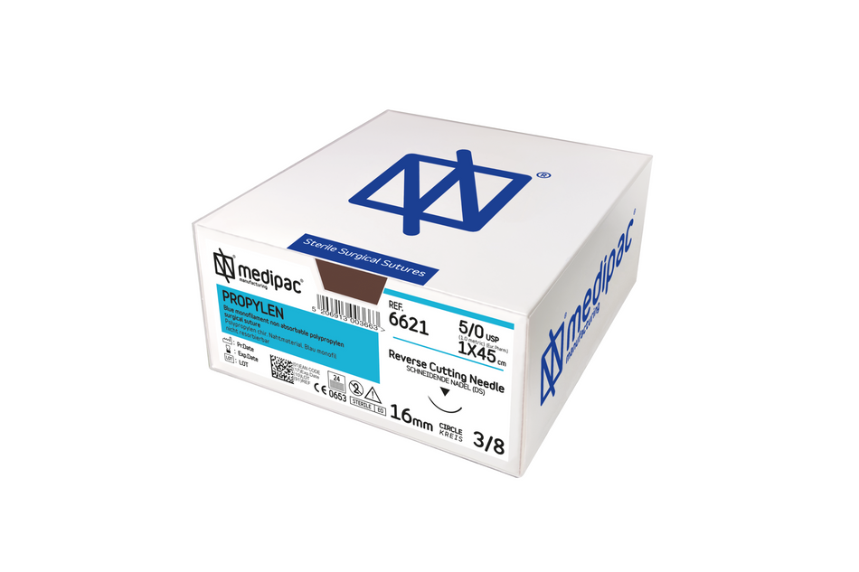 Propylene - Monofilament non absorbable suture. Blue. Pack of 24 pcs.