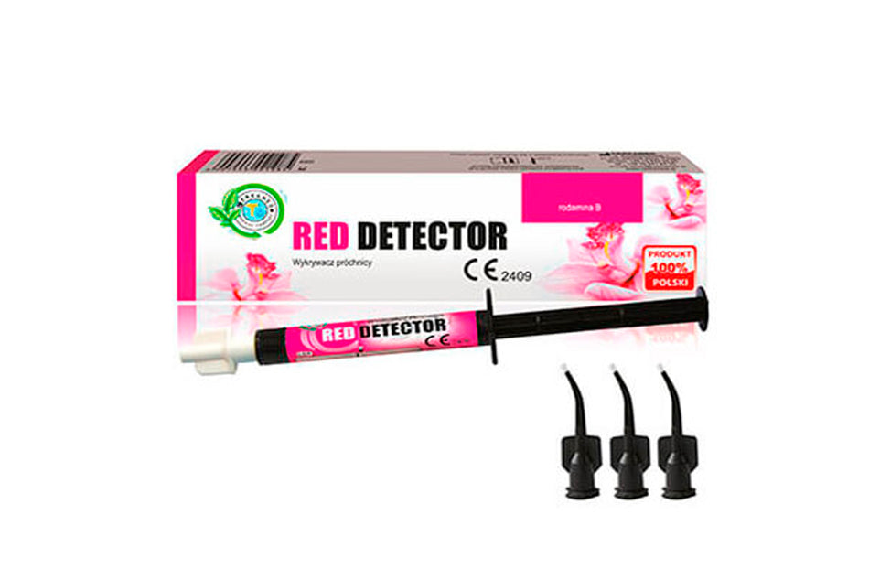 Red detector, localization of caries lesions, packing with 2 ml syringe