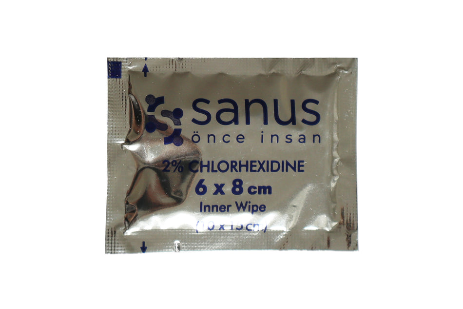 2% chlorhexidine wipes, pack of 100 pcs.